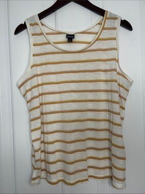 Patagonia Cream and Mustard Striped relaxed fit organic and recycled blend Top